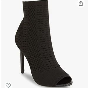 New* Black Fabric Peeptoe Booties